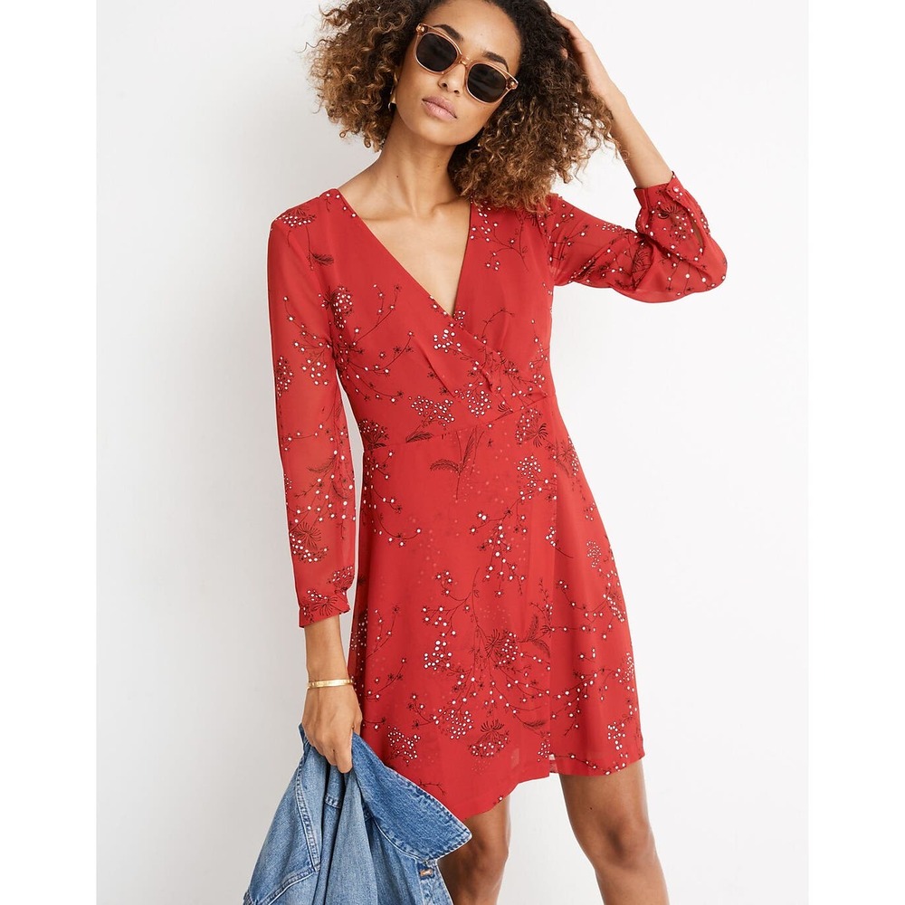 Madewell Hazelwood Faux Wrap Long Sleeve Dress